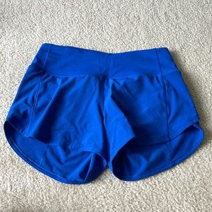Lululemon Speed Up 4 in. Color is Poolside.